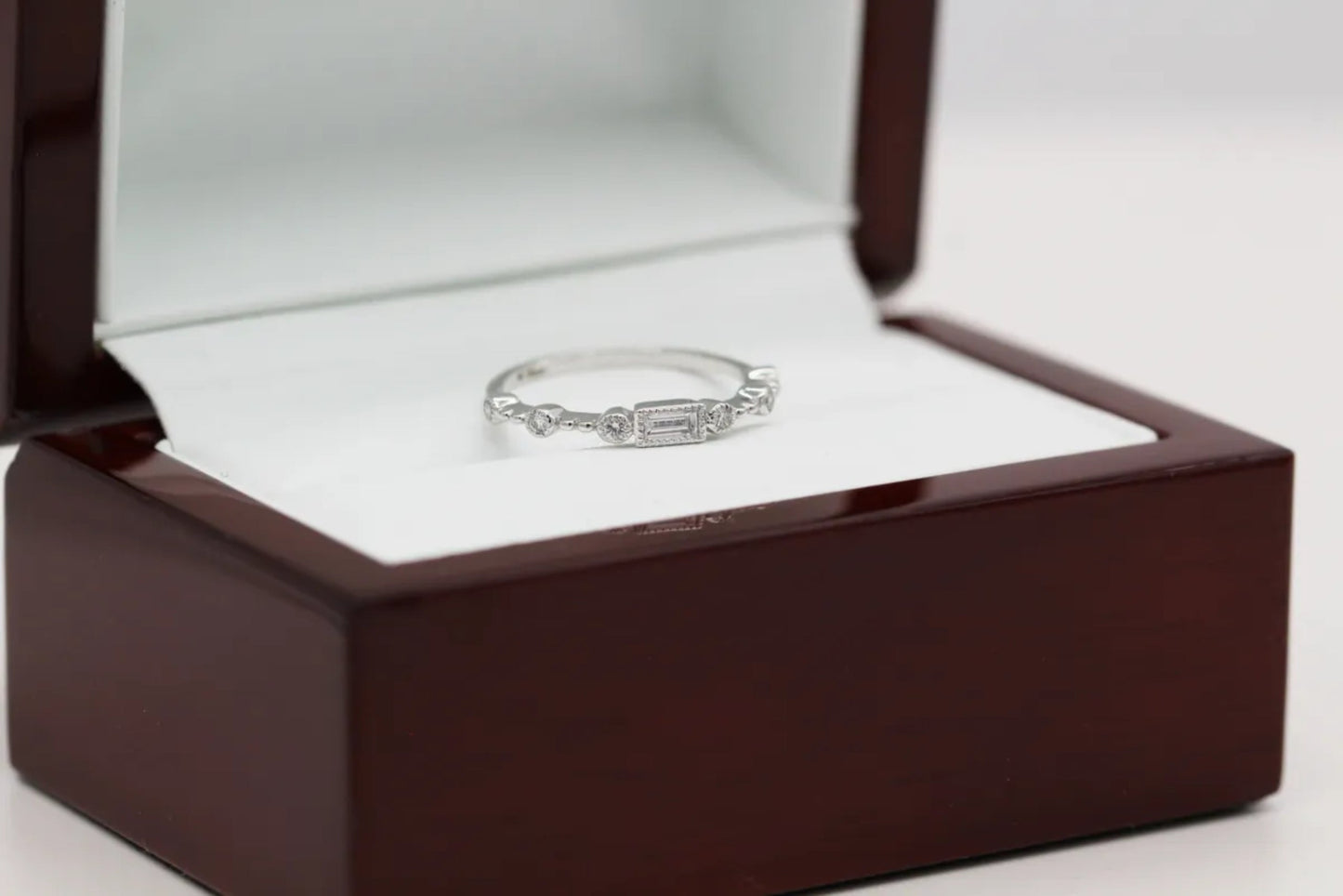 14KT White Gold Baguette Diamond Ring Gillespie Fine Jewelers