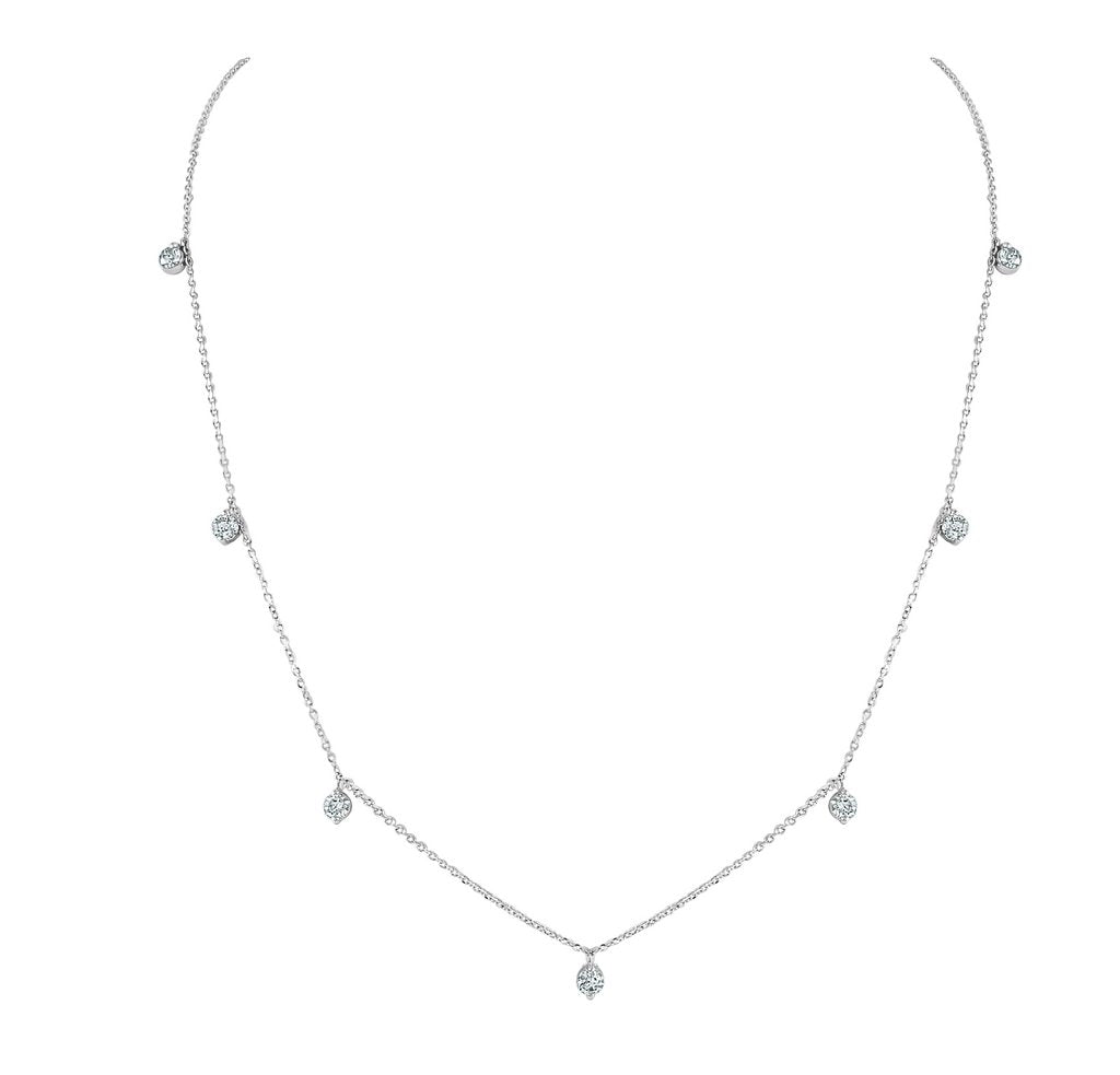 14KT White Gold Dangle Diamond Necklace Gillespie Fine Jewelers