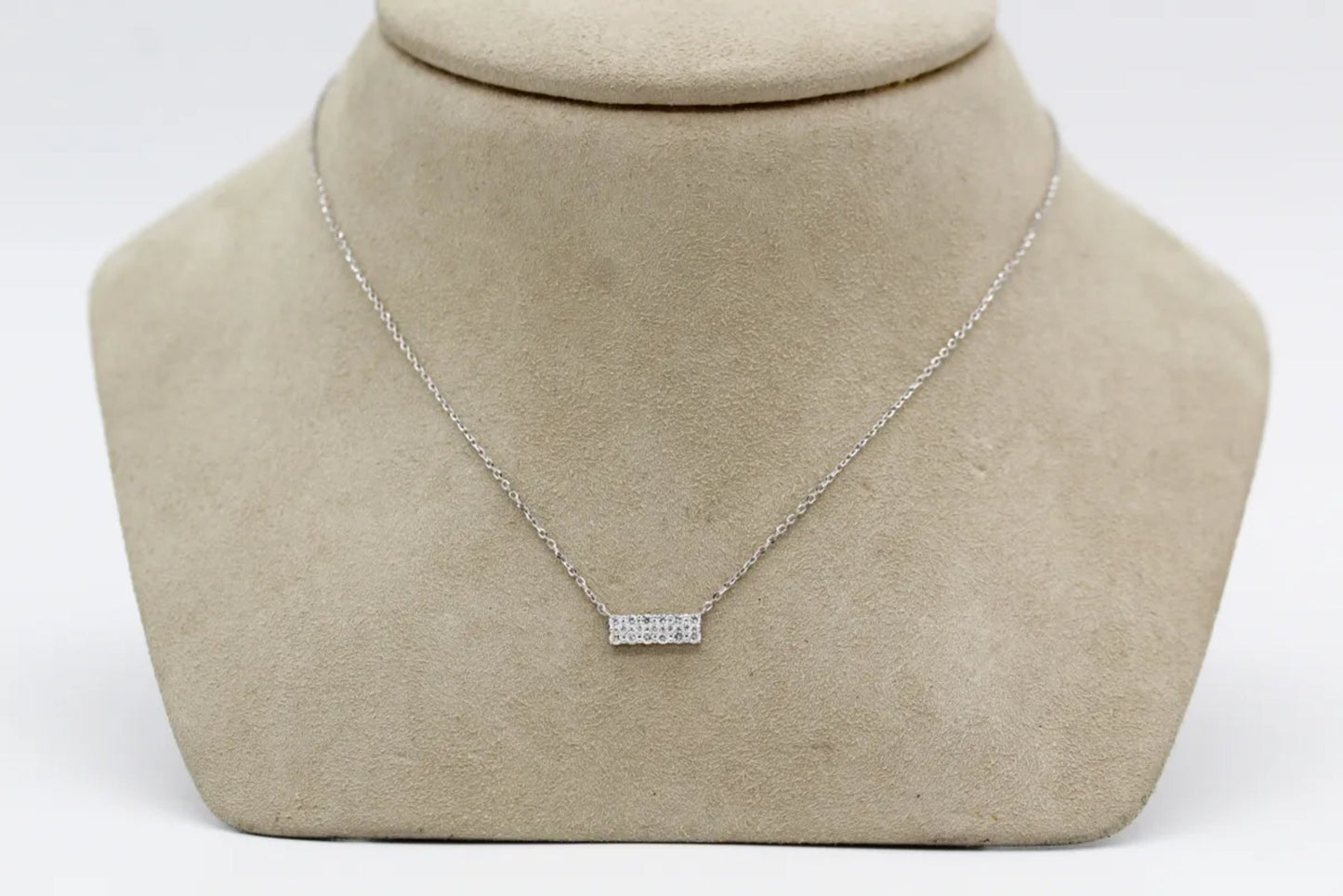 14KT White Gold Diamond Double Bar Necklace Gillespie Fine Jewelers