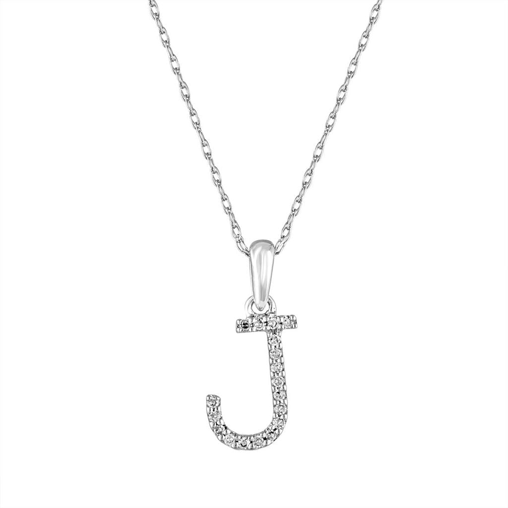 14KT White Gold Diamond 'J' Necklace Gillespie Fine Jewelers