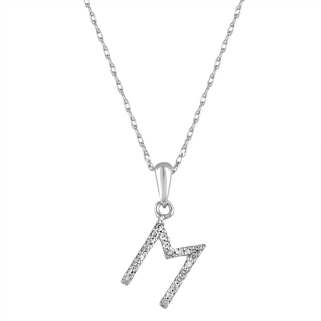 14KT White Gold Diamond 'M' Necklace Gillespie Fine Jewelers