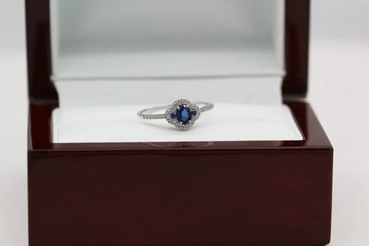 14KT White Gold Sapphire and Diamond Ring Gillespie Fine Jewelers