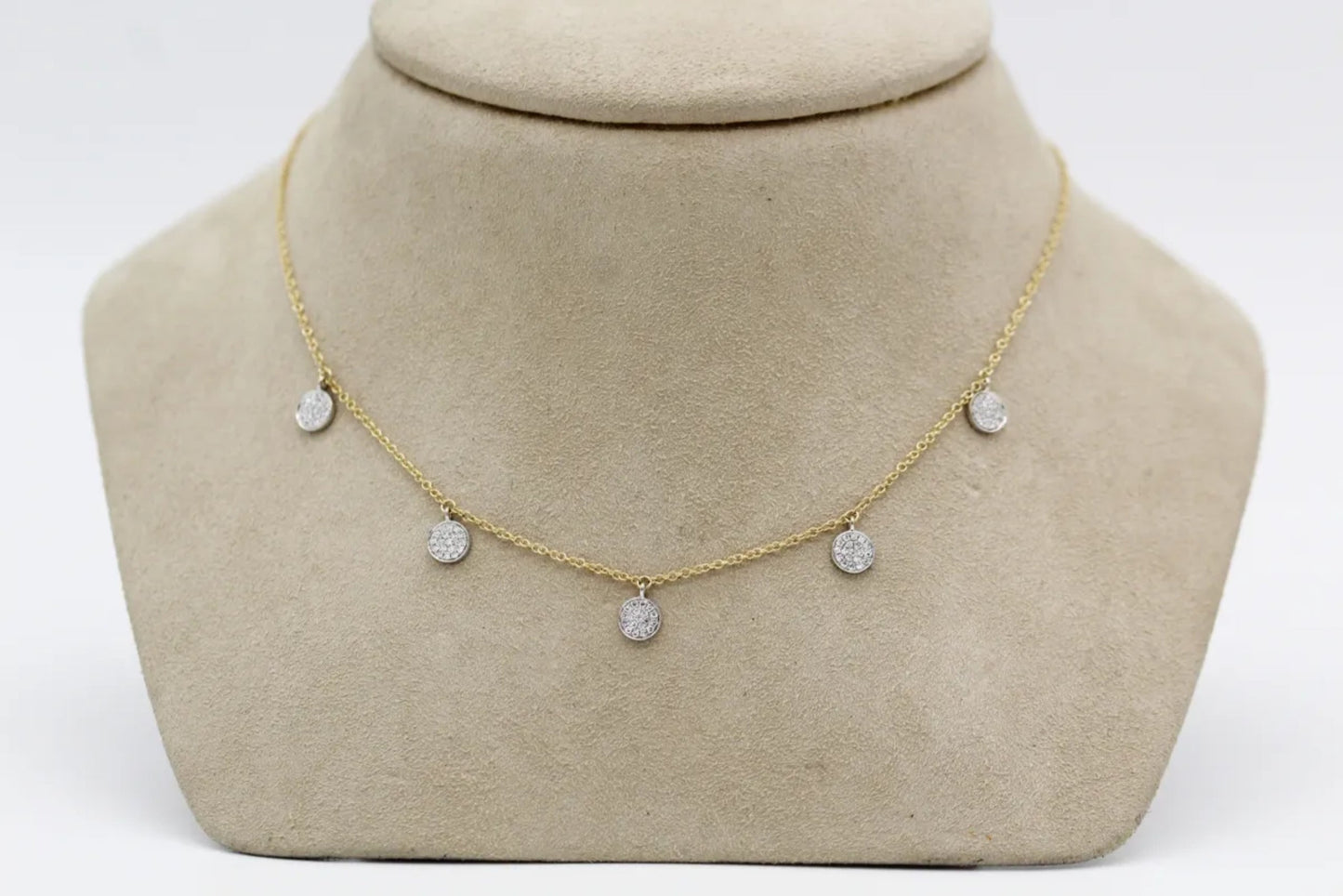 14KT White and Yellow Gold Circles Diamond Necklace Gillespie Fine Jewelers