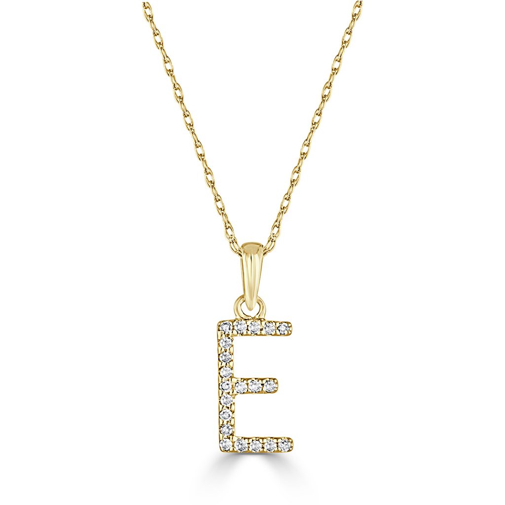 14KT Yellow Gold Diamond 'E' Necklace Gillespie Fine Jewelers