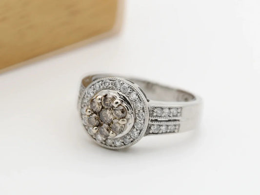 Champagne Diamond Halo Bridal Ring Gillespie Fine Jewelers