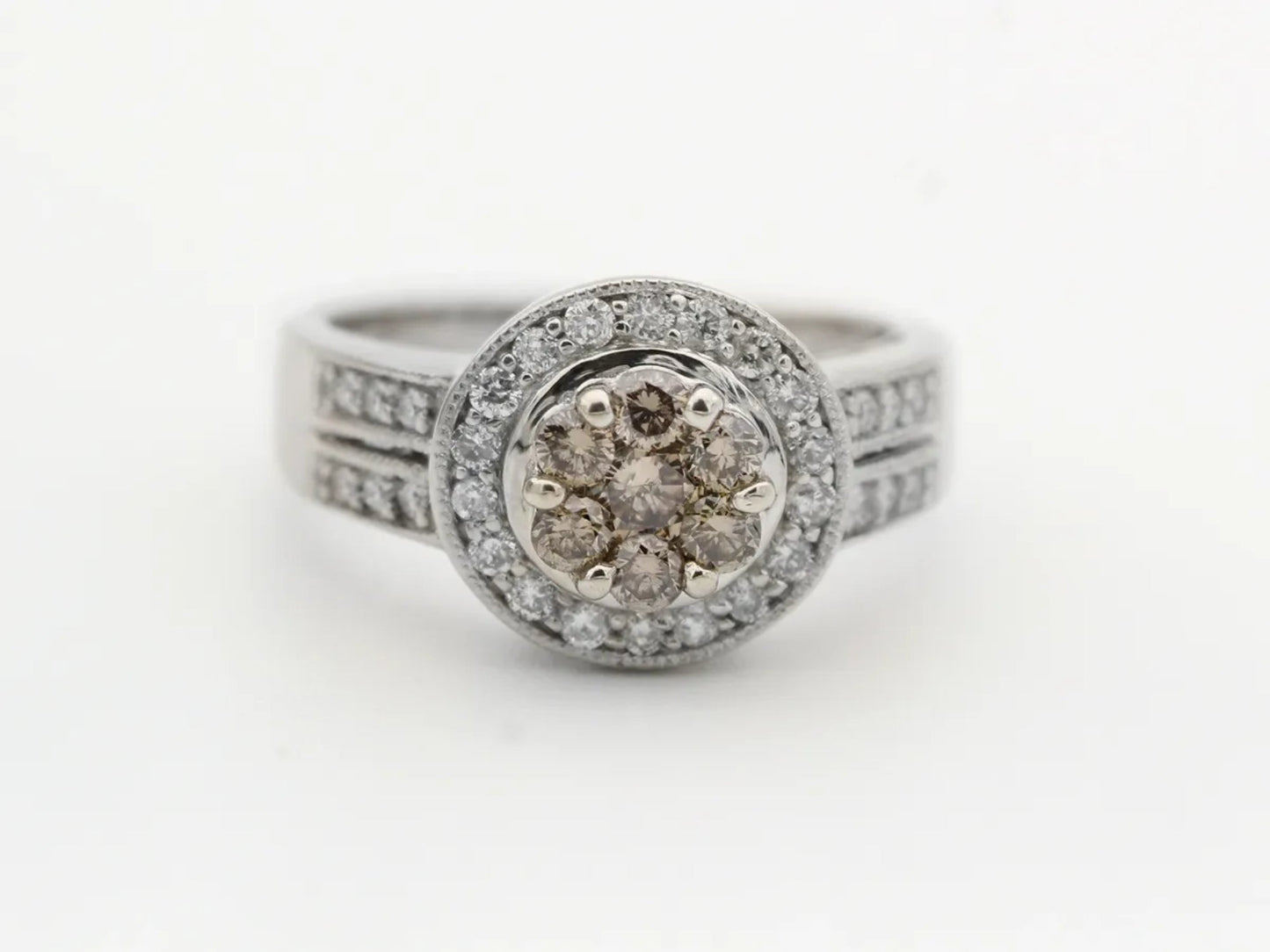 Champagne Diamond Halo Bridal Ring Gillespie Fine Jewelers