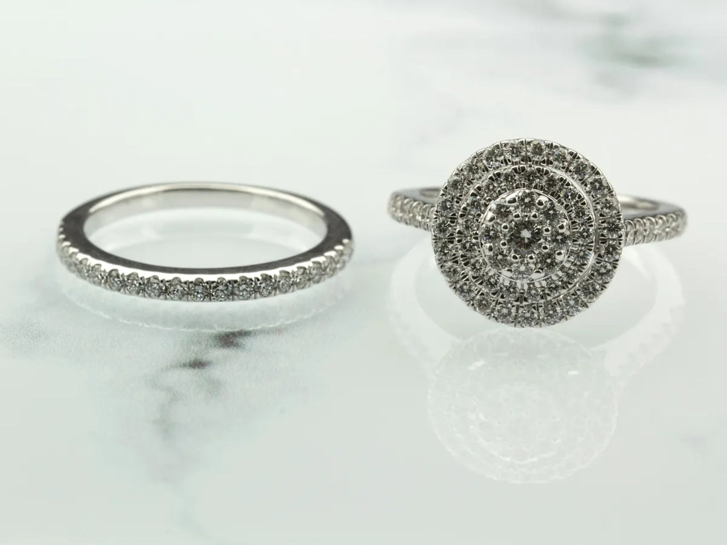 Double Halo Diamond Wedding Set Gillespie Fine Jewelers
