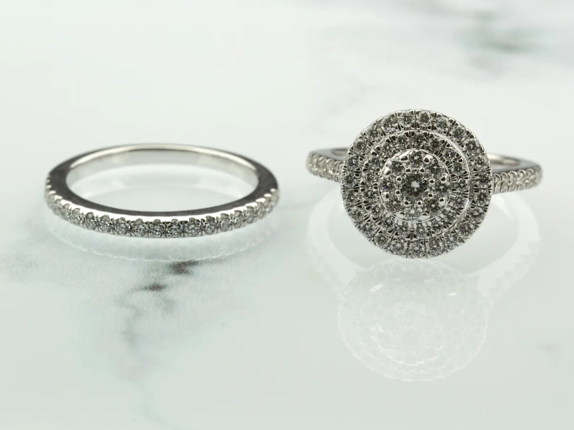 Double Halo Diamond Wedding Set Gillespie Fine Jewelers