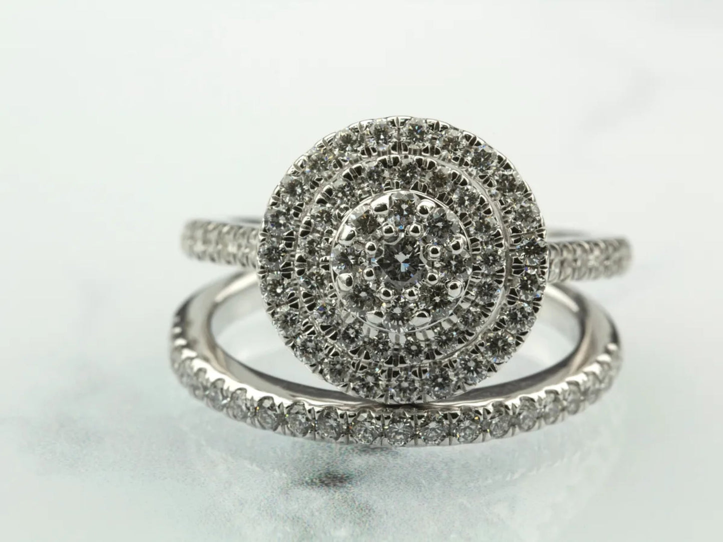 Double Halo Diamond Wedding Set Gillespie Fine Jewelers