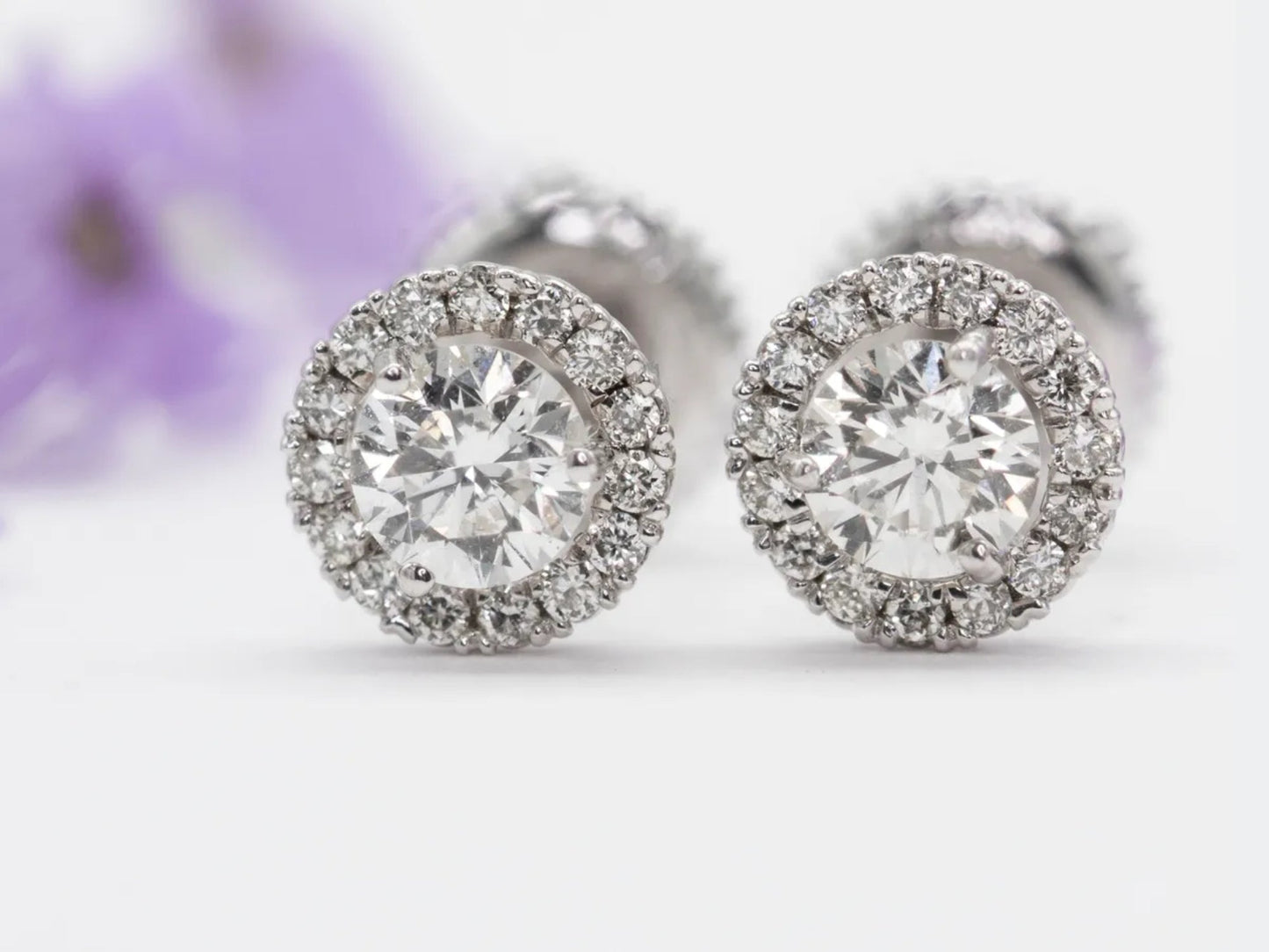 Halo Diamond Earrings 0.65 CTW Gillespie Fine Jewelers