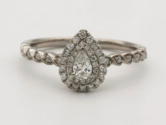 Pear Shaped Double Halo Engagement Ring Gillespie Fine Jewelers