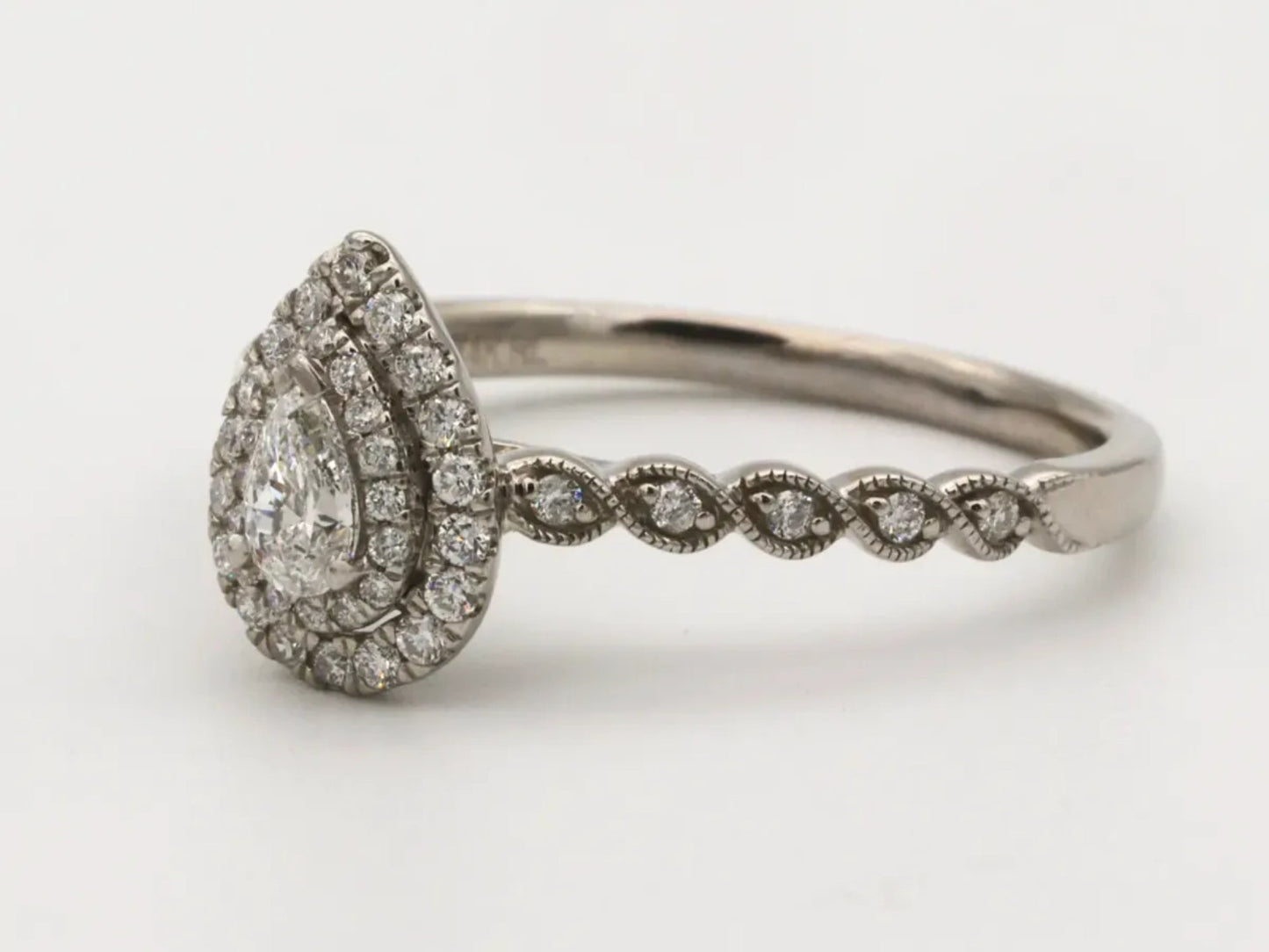 Pear Shaped Double Halo Engagement Ring Gillespie Fine Jewelers