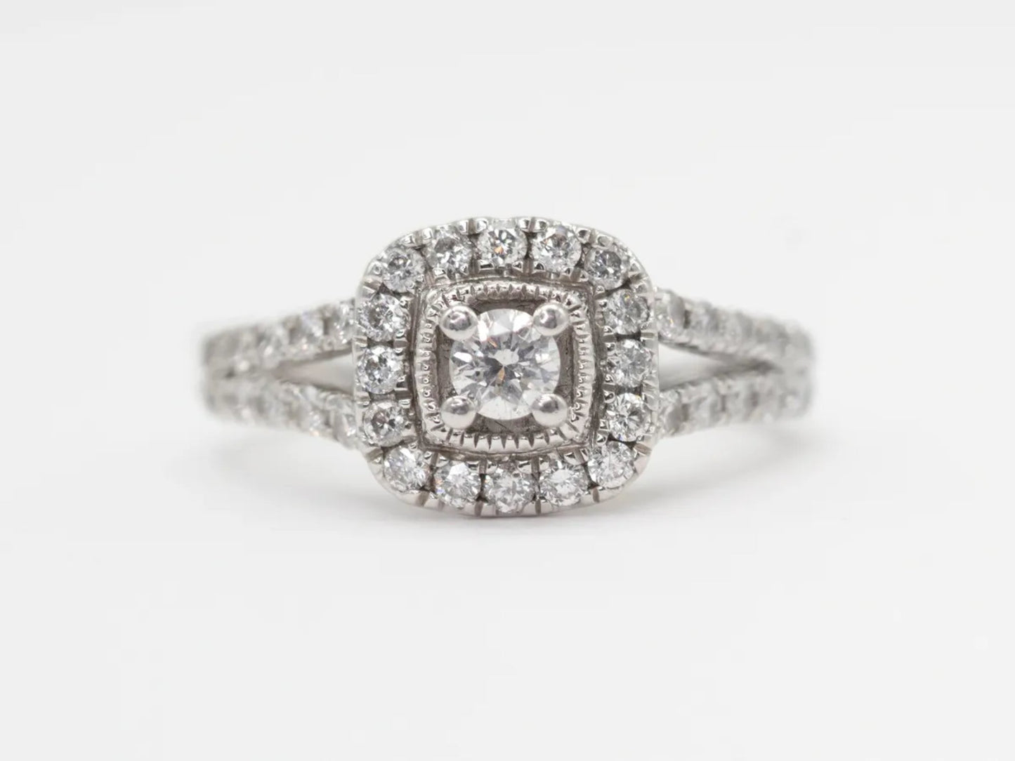 White Gold Halo Style Diamond Bridal Ring Gillespie Fine Jewelers