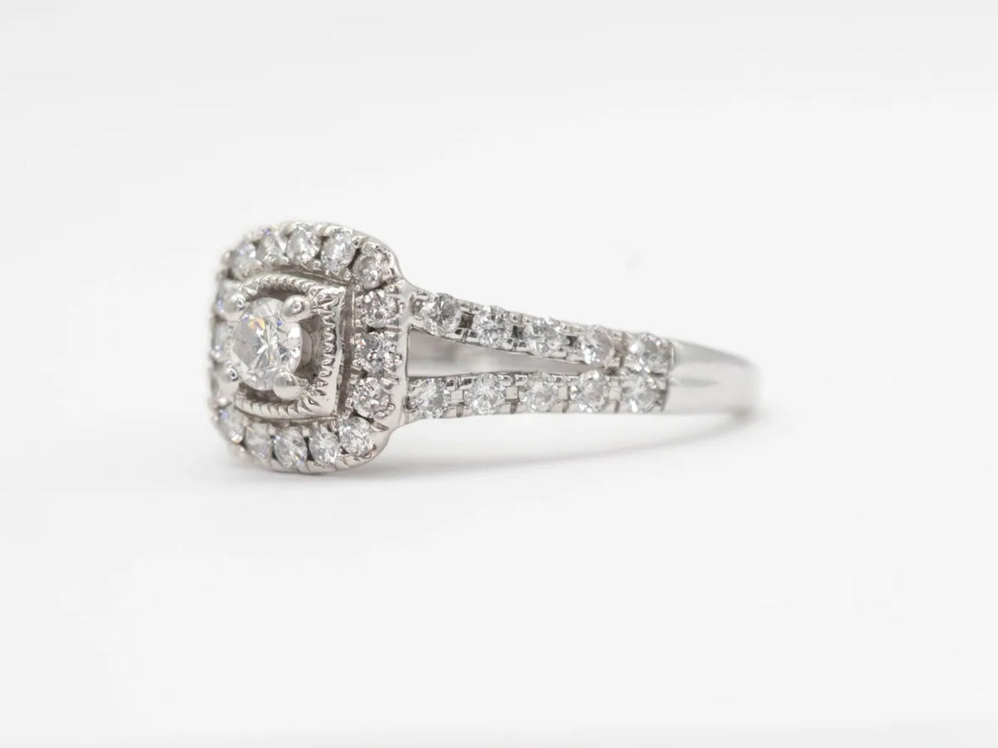 White Gold Halo Style Diamond Bridal Ring Gillespie Fine Jewelers
