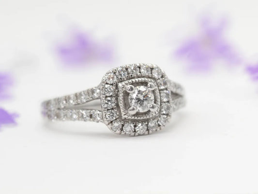 White Gold Halo Style Diamond Bridal Ring Gillespie Fine Jewelers