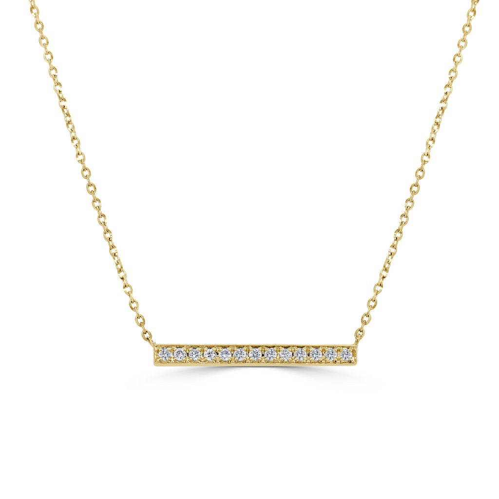 14 KT Yellow Gold Diamond Bar Necklace Gillespie Fine Jewelers