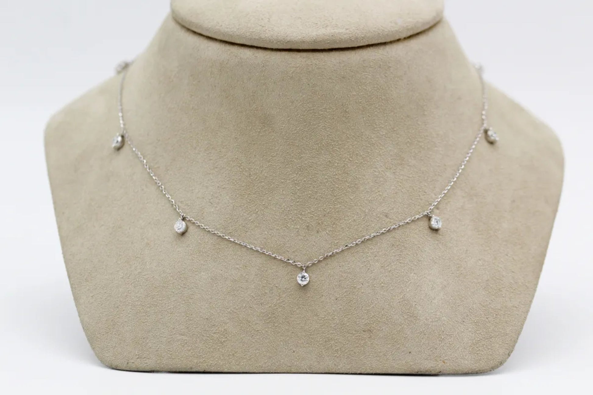 14KT White Gold Dangle Diamond Necklace Gillespie Fine Jewelers