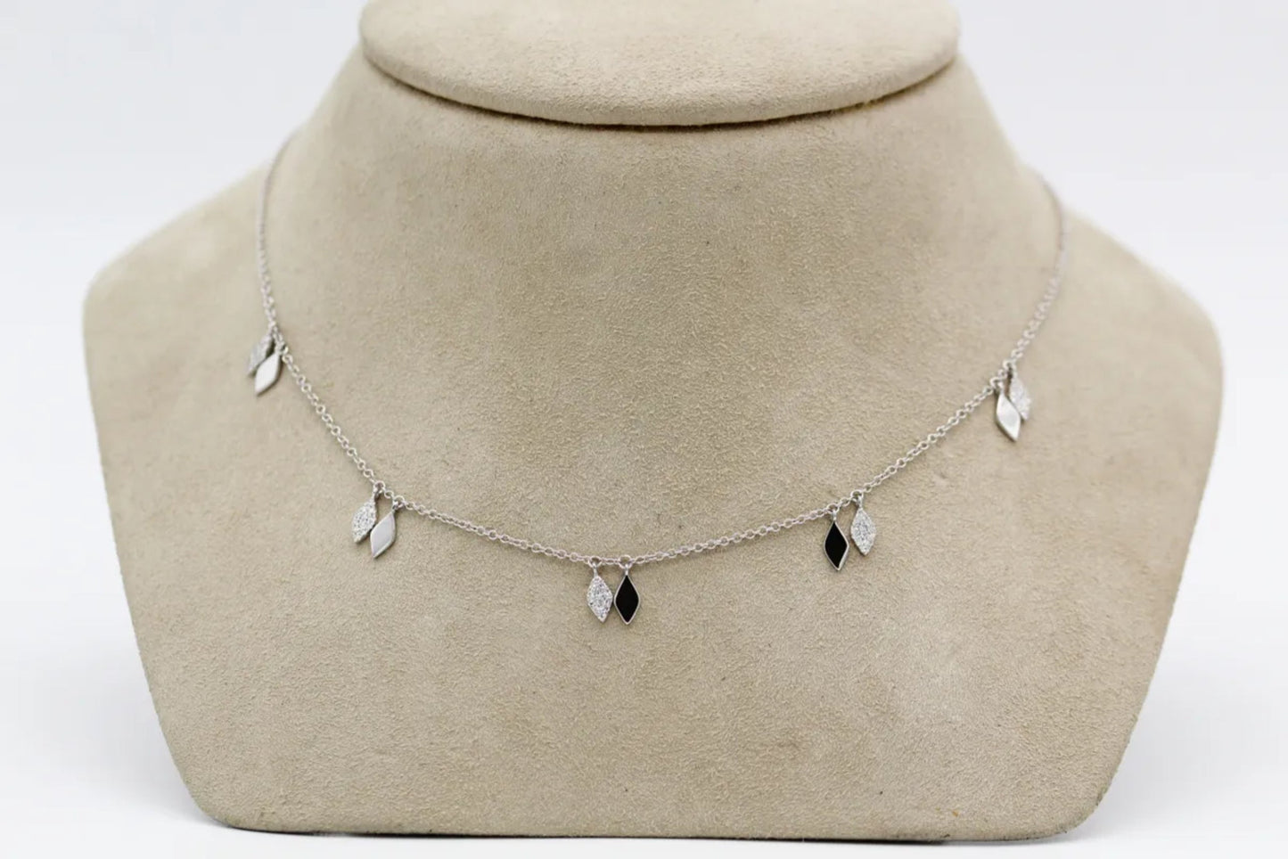 14KT White Gold Diamond Dangle Necklace Gillespie Fine Jewelers