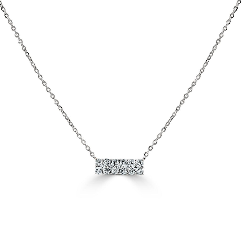 14KT White Gold Diamond Double Bar Necklace Gillespie Fine Jewelers