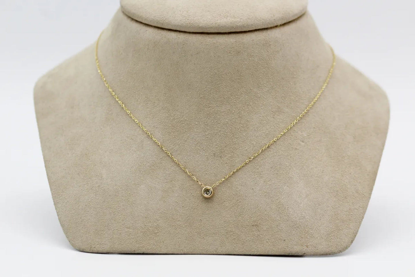 14KT Yellow Gold Diamond Circle Solitaire Necklace Gillespie Fine Jewelers