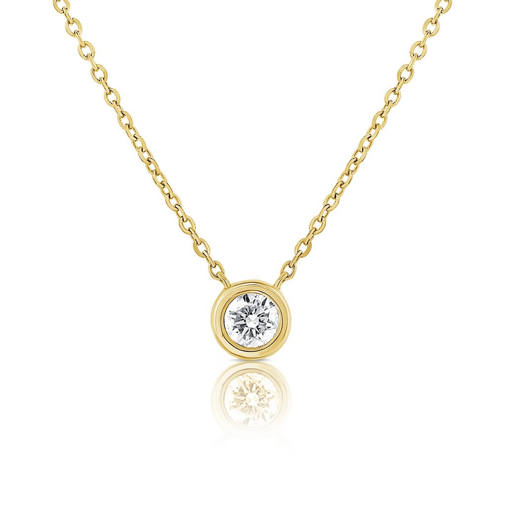 14KT Yellow Gold Diamond Circle Solitaire Necklace Gillespie Fine Jewelers