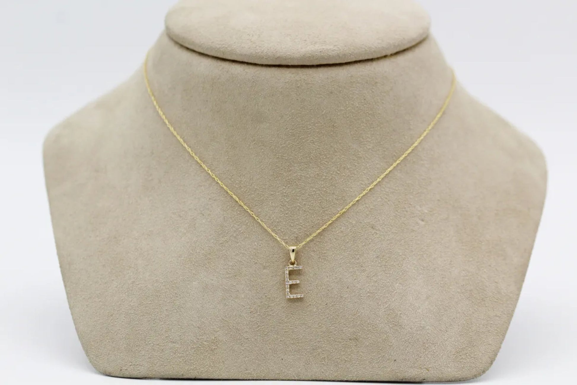 14KT Yellow Gold Diamond 'E' Necklace Gillespie Fine Jewelers