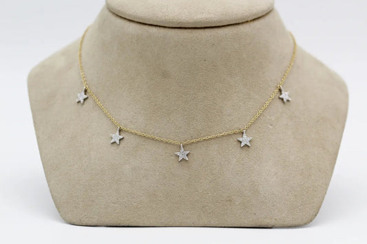 14KT Yellow Gold Diamond Star Necklace Gillespie Fine Jewelers