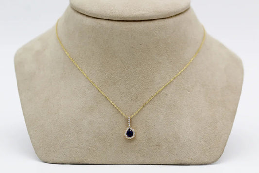 14KT Yellow Gold Sapphire and Diamond Necklace Gillespie Fine Jewelers