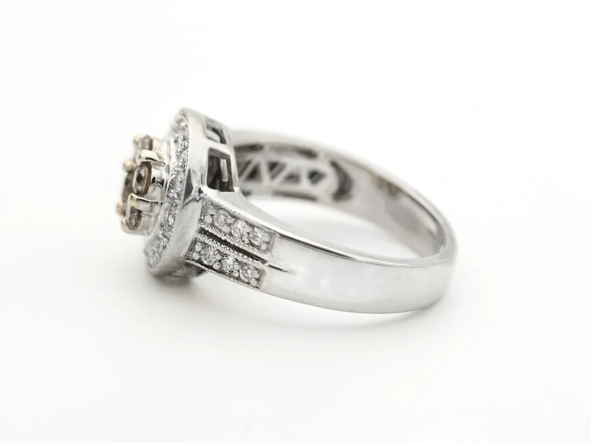 Champagne Diamond Halo Bridal Ring Gillespie Fine Jewelers