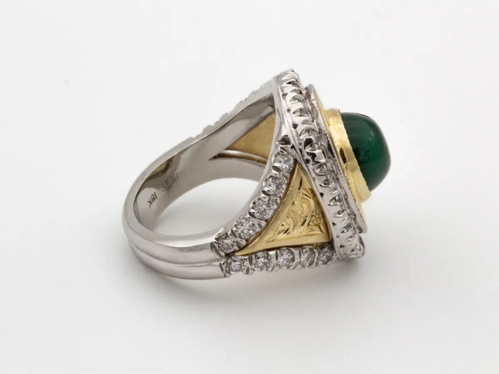 Platinum & 18K yellow gold Emerald Ring Gillespie Fine Jewelers