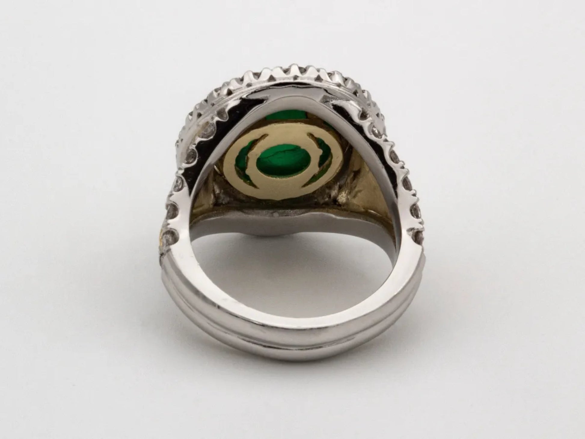 Platinum & 18K yellow gold Emerald Ring Gillespie Fine Jewelers